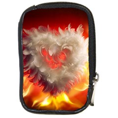 Arts Fire Valentines Day Heart Love Flames Heart Compact Camera Cases by Nexatart