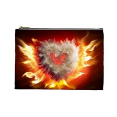 Arts Fire Valentines Day Heart Love Flames Heart Cosmetic Bag (large)  by Nexatart