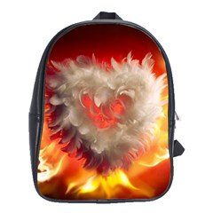 Arts Fire Valentines Day Heart Love Flames Heart School Bags(large)  by Nexatart