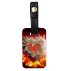 Arts Fire Valentines Day Heart Love Flames Heart Luggage Tags (one Side)  by Nexatart