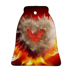 Arts Fire Valentines Day Heart Love Flames Heart Bell Ornament (two Sides) by Nexatart