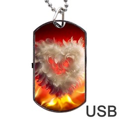 Arts Fire Valentines Day Heart Love Flames Heart Dog Tag Usb Flash (one Side) by Nexatart