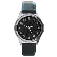 Black Rectangle Wallpaper Grey Round Metal Watch