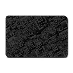 Black Rectangle Wallpaper Grey Small Doormat 