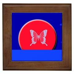 Blue Background Butterflies Frame Framed Tiles by Nexatart