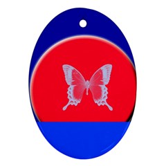 Blue Background Butterflies Frame Ornament (oval) by Nexatart