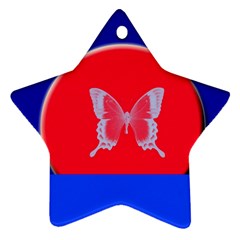 Blue Background Butterflies Frame Ornament (star) by Nexatart