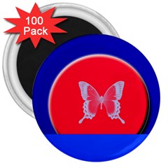 Blue Background Butterflies Frame 3  Magnets (100 pack)