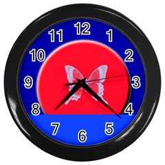 Blue Background Butterflies Frame Wall Clocks (black) by Nexatart