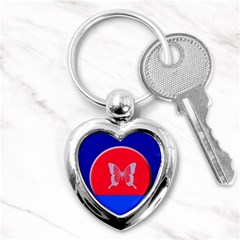 Blue Background Butterflies Frame Key Chains (heart)  by Nexatart