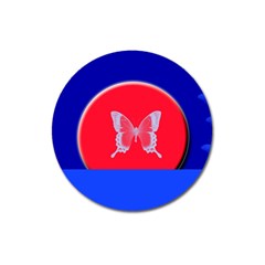 Blue Background Butterflies Frame Magnet 3  (Round)