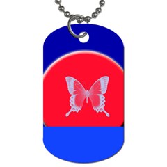 Blue Background Butterflies Frame Dog Tag (Two Sides)