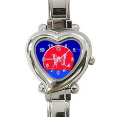 Blue Background Butterflies Frame Heart Italian Charm Watch