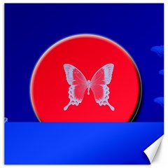 Blue Background Butterflies Frame Canvas 12  x 12  