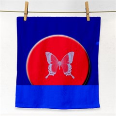 Blue Background Butterflies Frame Face Towel by Nexatart