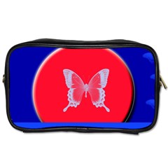 Blue Background Butterflies Frame Toiletries Bags