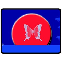 Blue Background Butterflies Frame Fleece Blanket (large)  by Nexatart