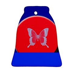 Blue Background Butterflies Frame Ornament (bell) by Nexatart