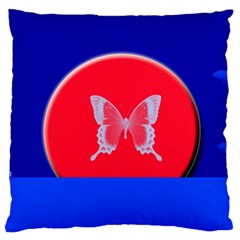 Blue Background Butterflies Frame Large Flano Cushion Case (two Sides) by Nexatart