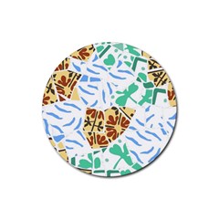 Broken Tile Texture Background Rubber Coaster (round)  by Nexatart