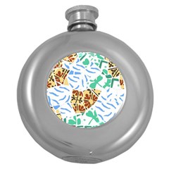 Broken Tile Texture Background Round Hip Flask (5 Oz) by Nexatart