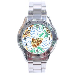 Broken Tile Texture Background Stainless Steel Analogue Watch by Nexatart