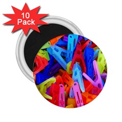 Clothespins Colorful Laundry Jam Pattern 2 25  Magnets (10 Pack)  by Nexatart