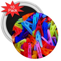 Clothespins Colorful Laundry Jam Pattern 3  Magnets (10 Pack) 