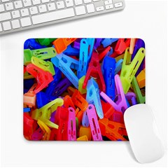 Clothespins Colorful Laundry Jam Pattern Large Mousepads by Nexatart