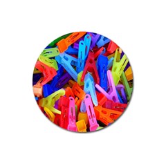 Clothespins Colorful Laundry Jam Pattern Magnet 3  (round) by Nexatart