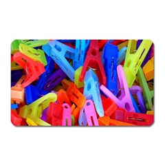 Clothespins Colorful Laundry Jam Pattern Magnet (rectangular) by Nexatart