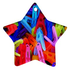 Clothespins Colorful Laundry Jam Pattern Star Ornament (two Sides) by Nexatart