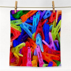 Clothespins Colorful Laundry Jam Pattern Face Towel by Nexatart