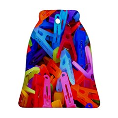 Clothespins Colorful Laundry Jam Pattern Bell Ornament (two Sides) by Nexatart