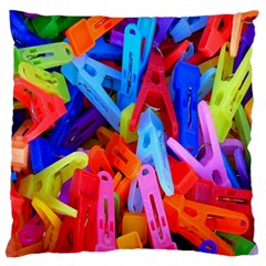 Clothespins Colorful Laundry Jam Pattern Large Cushion Case (two Sides) by Nexatart