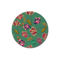 Flowers Pattern Magnet 3  (round) by Nexatart