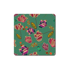 Flowers Pattern Square Magnet by Nexatart