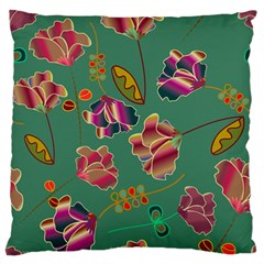 Flowers Pattern Large Flano Cushion Case (one Side) by Nexatart