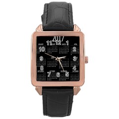 Full 2017 Calendar Vector Rose Gold Leather Watch  by Nexatart