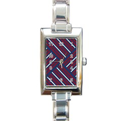 Geometric Background Stripes Red White Rectangle Italian Charm Watch by Nexatart