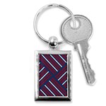 Geometric Background Stripes Red White Key Chains (Rectangle)  Front