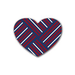 Geometric Background Stripes Red White Rubber Coaster (heart)  by Nexatart