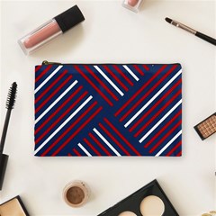 Geometric Background Stripes Red White Cosmetic Bag (medium)  by Nexatart