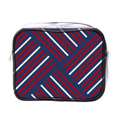 Geometric Background Stripes Red White Mini Toiletries Bags by Nexatart