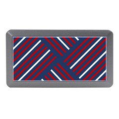 Geometric Background Stripes Red White Memory Card Reader (mini) by Nexatart