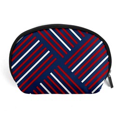 Geometric Background Stripes Red White Accessory Pouches (large)  by Nexatart