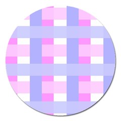 Gingham Checkered Texture Pattern Magnet 5  (round) by Nexatart