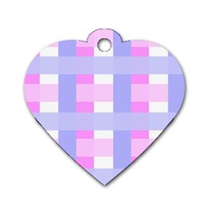 Gingham Checkered Texture Pattern Dog Tag Heart (one Side) by Nexatart