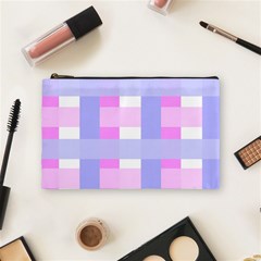 Gingham Checkered Texture Pattern Cosmetic Bag (medium)  by Nexatart