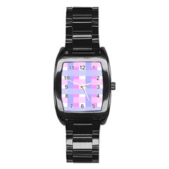 Gingham Checkered Texture Pattern Stainless Steel Barrel Watch by Nexatart